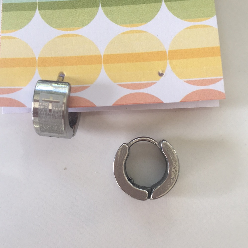 Tiny thick hoop earring with cross